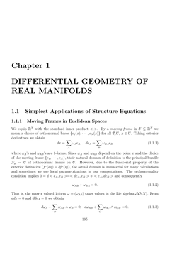 Chapter 1 DIFFERENTIAL GEOMETRY of REAL MANIFOLDS