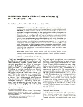 Blood Flow in Major Cerebral Arteries Measured by Phase-Contrast Cine MR