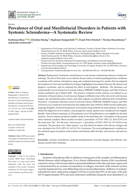 Prevalence of Oral and Maxillofacial Disorders in Patients with Systemic Scleroderma—A Systematic Review
