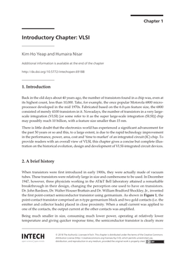 Introductory Chapter: VLSI Introductory Chapter: VLSI