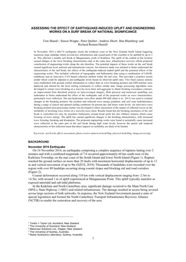 1 Assessing the Effect of Earthquake-Induced Uplift