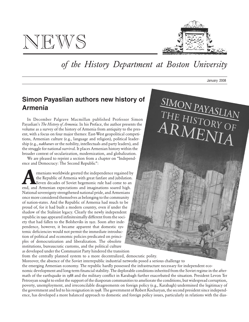 Simon Payaslian Authors New History of Armenia