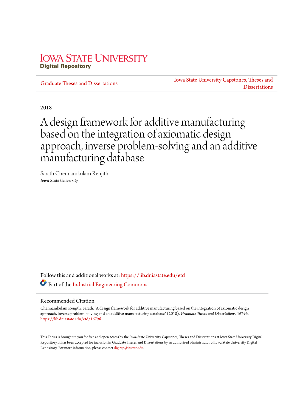 A Design Framework for Additive Manufacturing Based on The