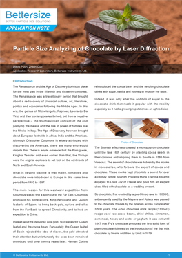 Particle Size Analyzing of Chocolate by Laser Diffraction