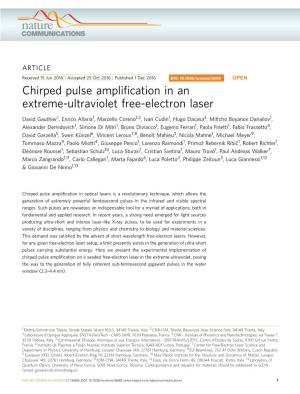 Chirped Pulse Amplification in an Extreme-Ultraviolet Free-Electron Laser