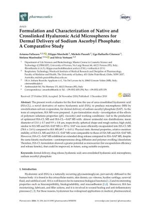 Formulation and Characterization of Native and Crosslinked Hyaluronic Acid Microspheres for Dermal Delivery of Sodium Ascorbyl Phosphate: a Comparative Study