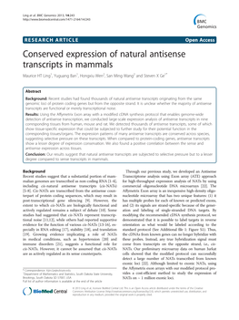 Conserved Expression of Natural Antisense Transcripts in Mammals Maurice HT Ling1, Yuguang Ban1, Hongxiu Wen2, San Ming Wang2 and Steven X Ge1*