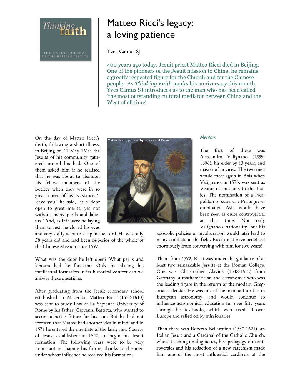 Matteo Ricci's Legacy