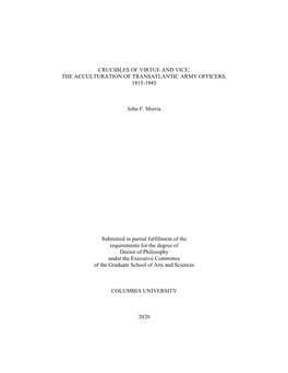 Crucibles of Virtue and Vice: the Acculturation of Transatlantic Army Officers, 1815-1945