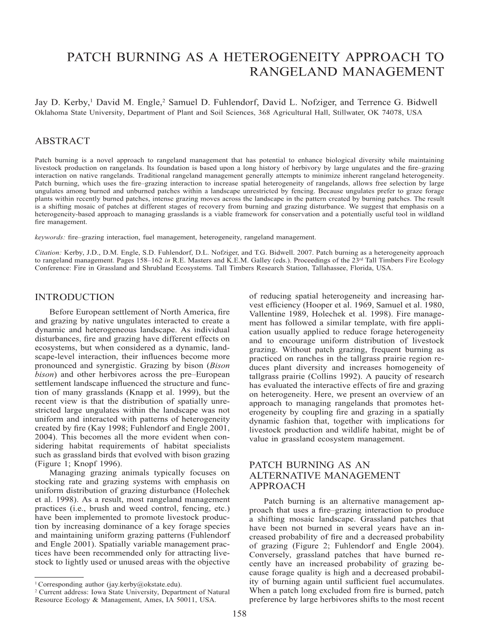 Patch Burning As a Heterogeneity Approach to Rangeland Management