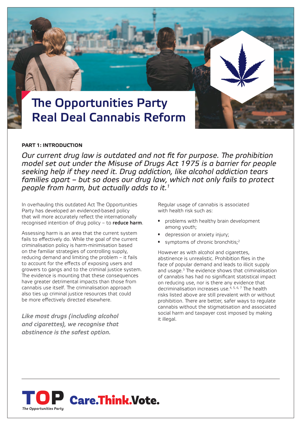 The Opportunities Party Real Deal Cannabis Reform