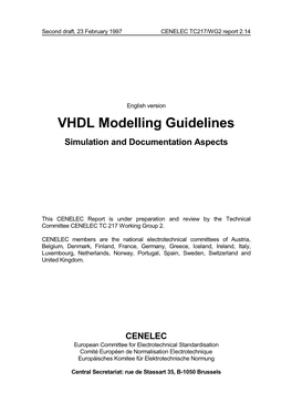 VHDL Modelling Guidelines Simulation and Documentation Aspects