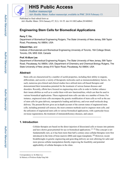 Engineering Stem Cells for Biomedical Applications