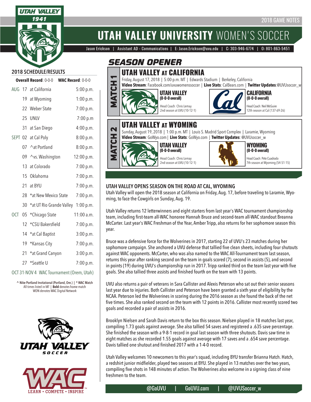 Utah Valley University Women's Soccer