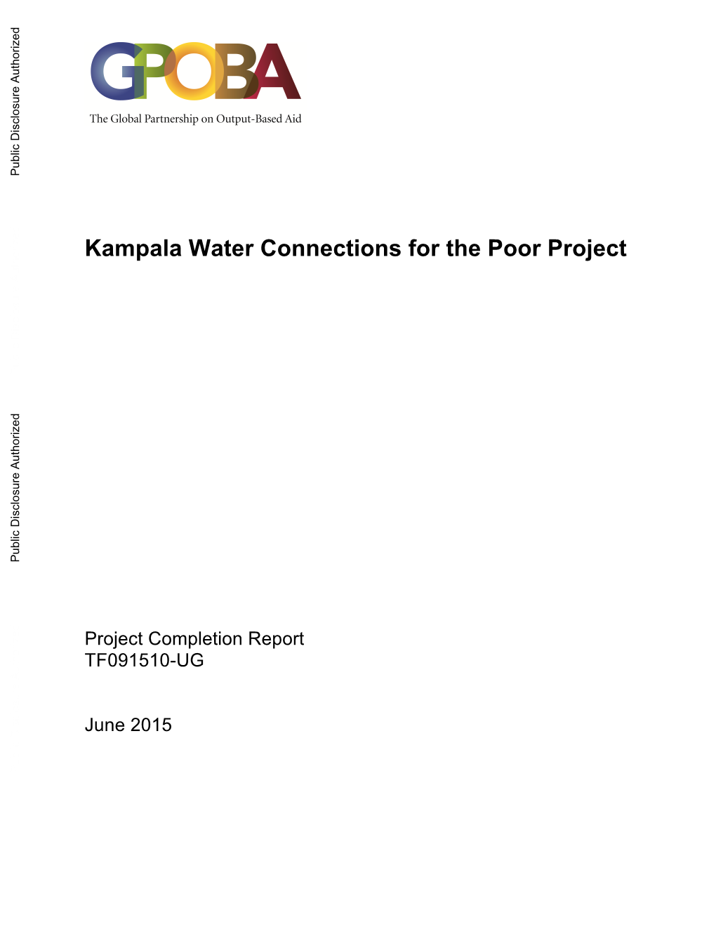 Kampala Water Connections for the Poor Project