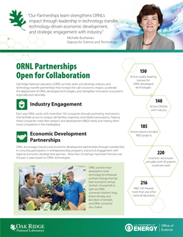 ORNL Partnerships Open for Collaboration