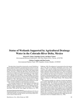 Status of Wetlands Supported by Agricultural Drainage Water in the Colorado River Delta, Mexico Edward P