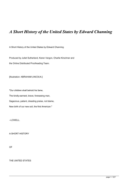 A Short History of the United States by Edward Channing&lt;/H1&gt;