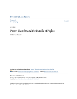 Patent Transfer and the Bundle of Rights Andrew C