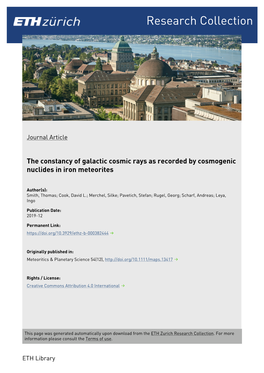 The Constancy of Galactic Cosmic Rays As Recorded by Cosmogenic Nuclides in Iron Meteorites