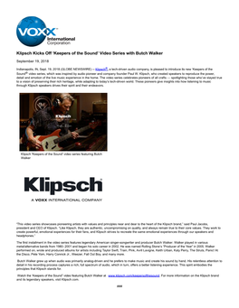 Klipsch Kicks Off 'Keepers of the Sound' Video Series with Butch
