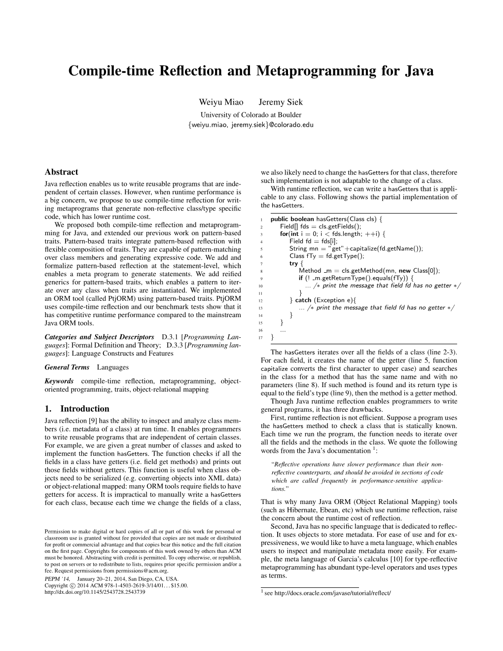 Compile-Time Reflection and Metaprogramming for Java