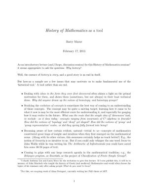 History of Mathematics As a Tool