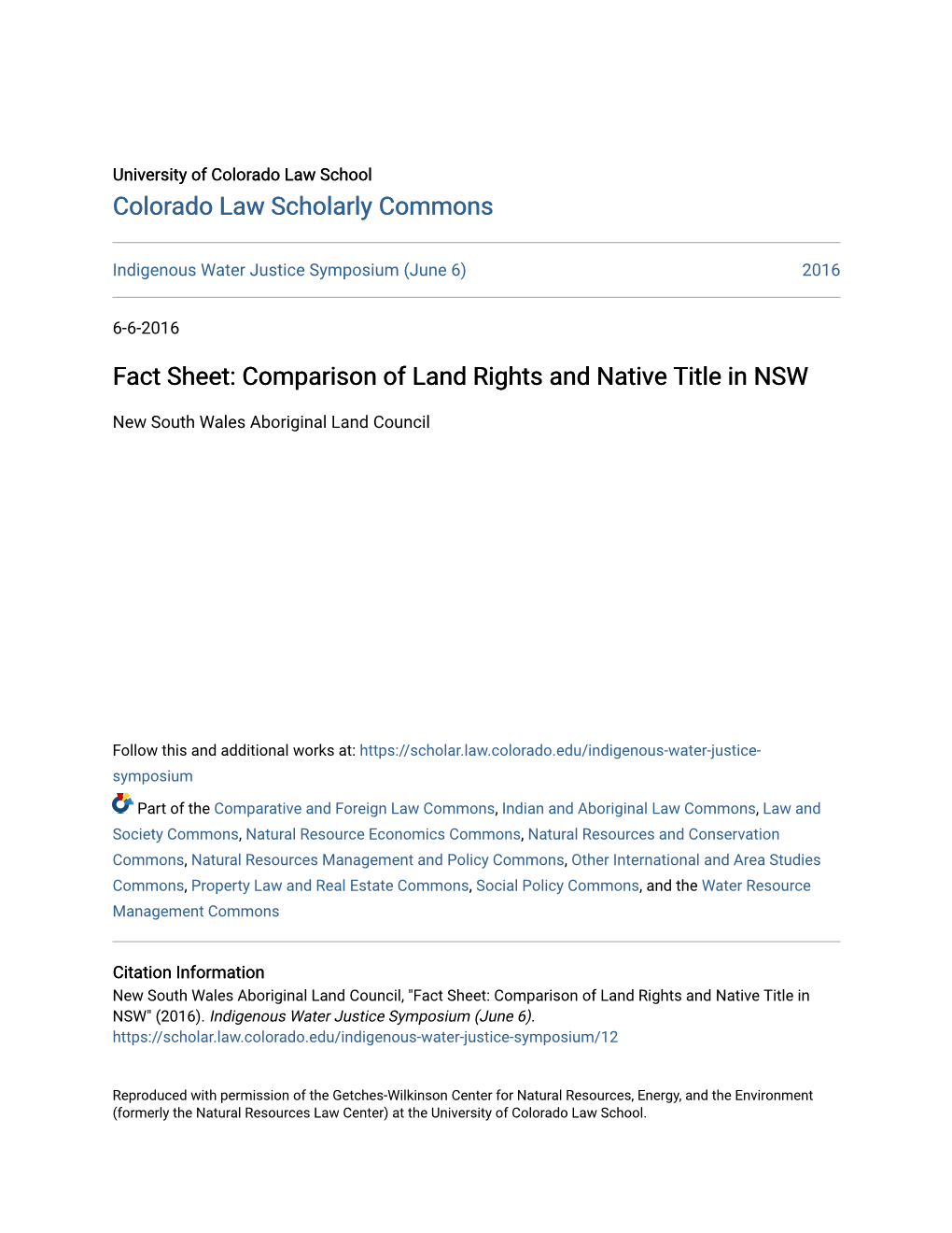 Fact Sheet: Comparison of Land Rights and Native Title in NSW