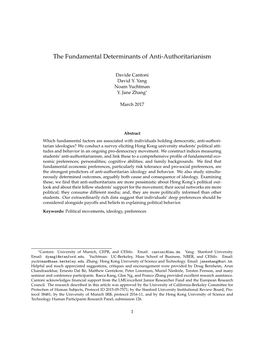 The Fundamental Determinants of Anti-Authoritarianism