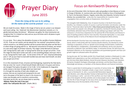 Prayer Diary at the End of December 2014, the Deanery Sadly Said Goodbye to Kate Massey As Curate- In-Charge of Meriden, St