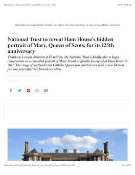 Mary Queen of Scots Portrait Ham House 125Th Anniversary | Tatler 3/21/21, 10:15 AM