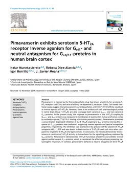 Pimavanserin Exhibits Serotonin 5-HT2A Receptor Inverse
