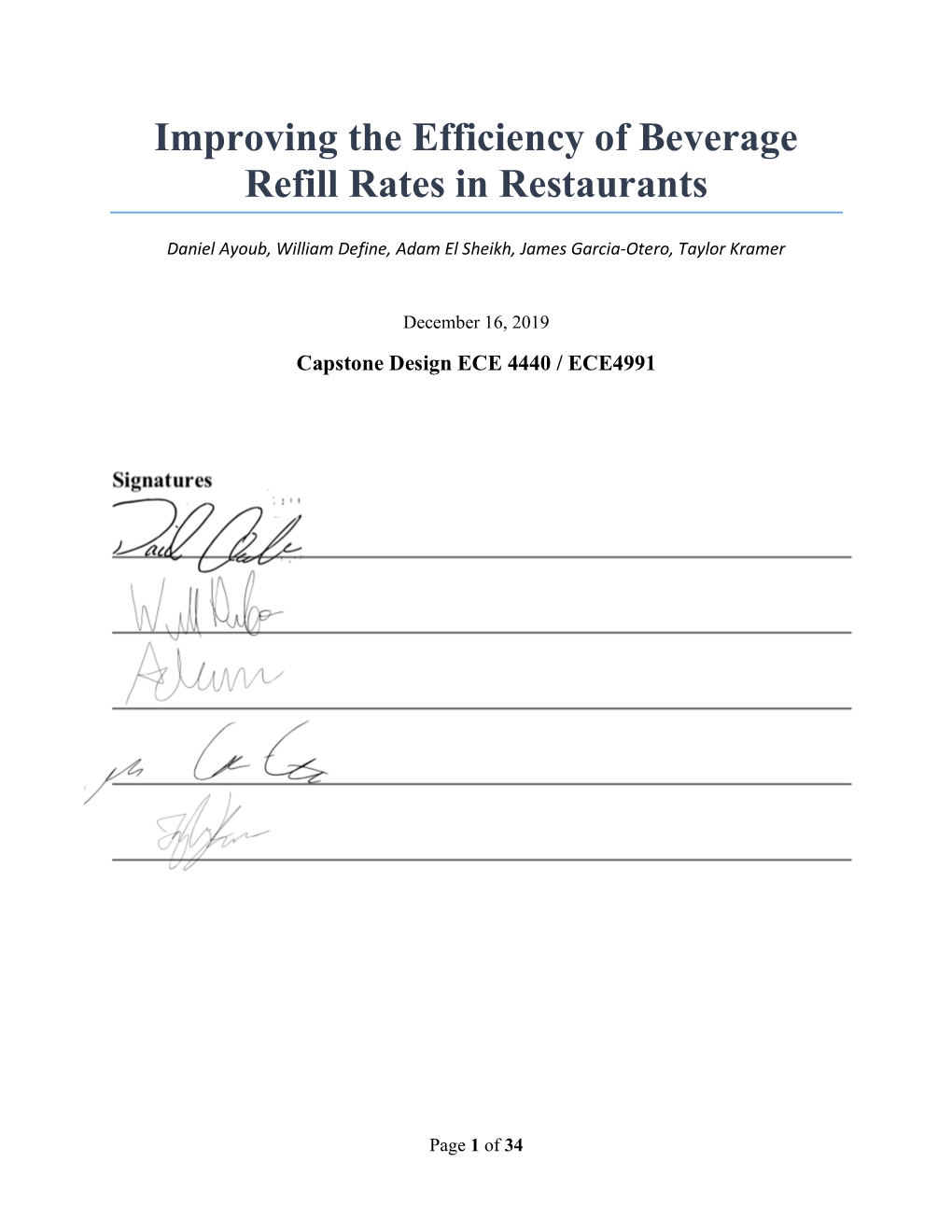 Improving the Efficiency of Beverage Refill Rates in Restaurants