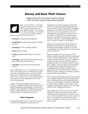 Bontany and Basic Plant Science