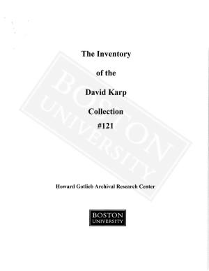 The Inventory Ofthe David Karp Collection