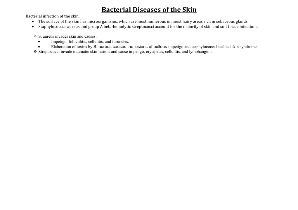 Bacterial Diseases of the Skin