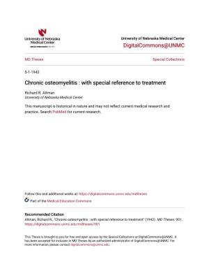 Chronic Osteomyelitis : with Special Reference to Treatment