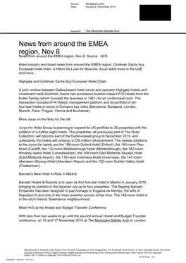 News from Around the EMEA Region, Nov 8 News from Around the EMEA Region, Nov 8