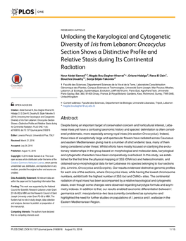 Unlocking the Karyological and Cytogenetic Diversity of Iris from Lebanon: Oncocyclus Section Shows a Distinctive Profile and Re