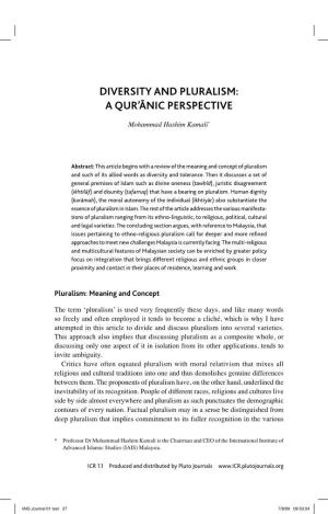 Diversity and Pluralism: a Qur'ānic Perspective