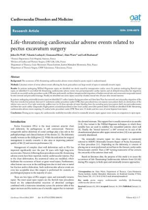Life-Threatening Cardiovascular Adverse Events Related to Pectus