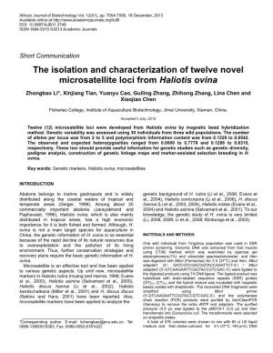 The Isolation and Characterization of Twelve Novel Microsatellite Loci from Haliotis Ovina