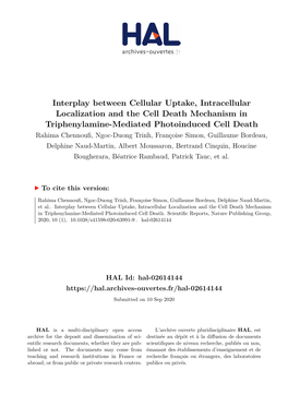 Interplay Between Cellular Uptake, Intracellular Localization and The