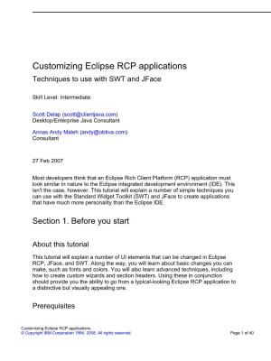 Customizing Eclipse RCP Applications Techniques to Use with SWT and Jface