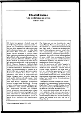 Il Football Italiano Una Storia Lunga Un Secolo Di Pierre Milza