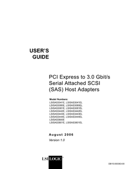 USER's GUIDE PCI Express to 3.0 Gbit/S Serial Attached SCSI (SAS)