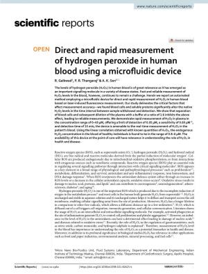 Direct and Rapid Measurement of Hydrogen Peroxide in Human Blood Using a Microfuidic Device R