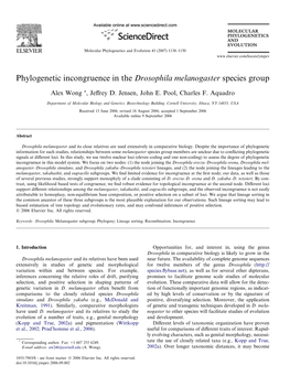Phylogenetic Incongruence in the Drosophila Melanogaster Species Group