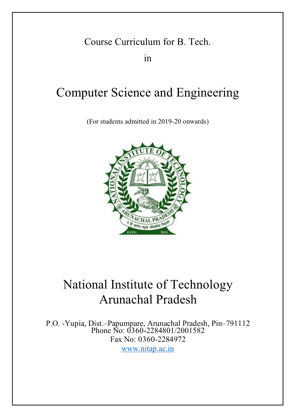 Computer Science and Engineering National Institute of Technology