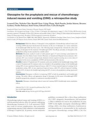 Induced Nausea and Vomiting (CINV): a Retrospective Study